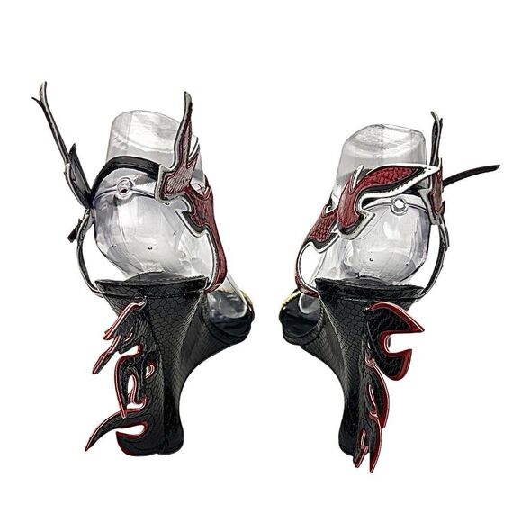 Dolls Kill Cape Robbin Red & Yellow Hell Flame Wedge Heel Size 10 M Patent - Picture 4 of 9